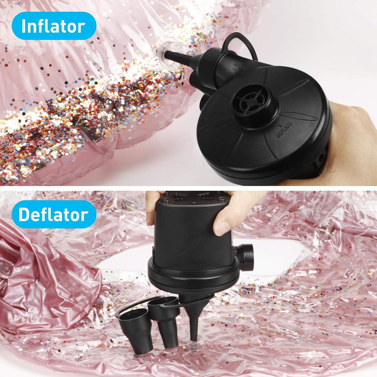 Electric Pump, Air Pump for Inflatables Air Mattress Pump with 3 Nozzles Inflator/Deflator Portable Quick Air Pump for Camping Inflatable Cushions, Air Mattress Bed, Air Sofa, Pool Toys AC/DC (50W) : Home & Kitchen