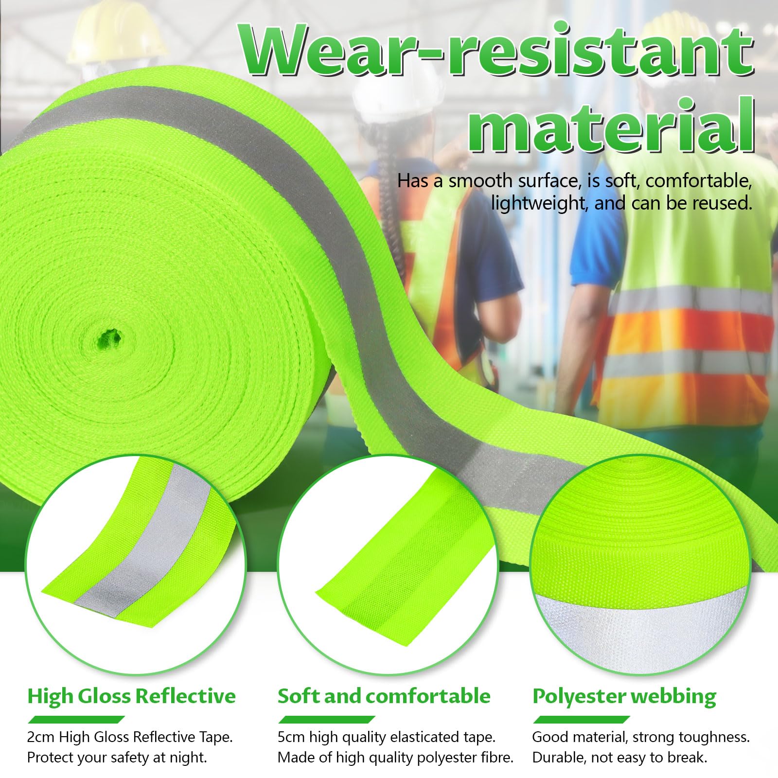 Modixun 5cm x 18m Reflective Tape for Clothing High Visibility Reflective Fabric Tape Strips - Image 3