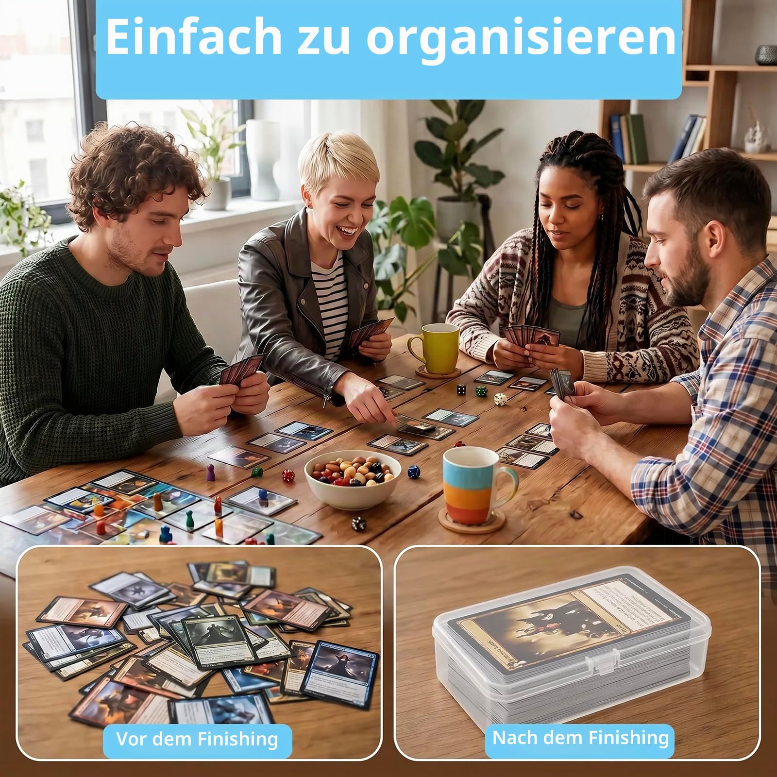 16er-Set Karten Aufbewahrungsbox, Spielkarten Etui, Kartenbox, Karten Box | Kompakt, mit Deckel und leicht zu transportieren; ideal zur Aufbewahrung von Spielkarten, Sammelkarten und kleinem Zubehör