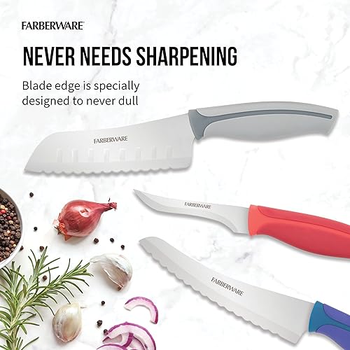 Miniatura 2 de Farberware Precise Slice - Juego de cuchillos utilitarios, 3 piezas, multicolor
