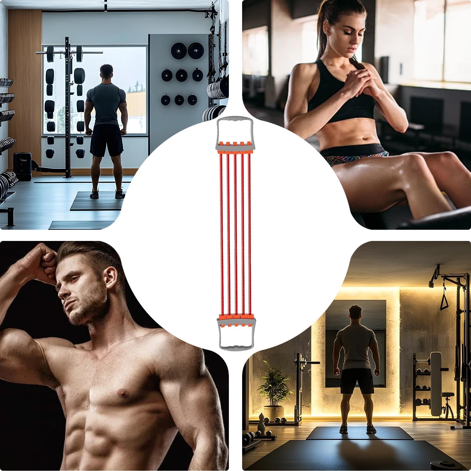 Fasce di resistenza per fitness, fasce elastiche per esercizi di braccia, 5 molle, regolabili, espansore toracico | Corde elastiche, dispositivo di allenamento per braccia per allenamento