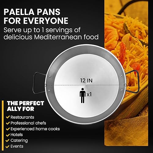 Miniatura 4 de Machika Sartén de acero al carbono  Utensilios de cocina de inducción profesionales  Sartén pulida de alta calidad para cocinar comida mediterránea,