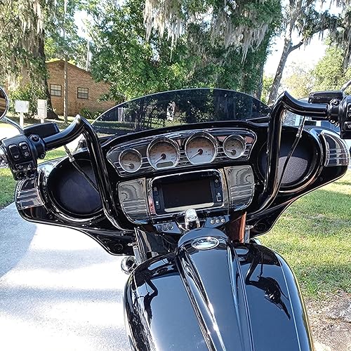 Miniatura 4 de Molduras cromadas para medidores de motocicleta en triple línea 7284 + moldura para estéreo para Harley 2014-2017 Touring Electra GlidesStreet