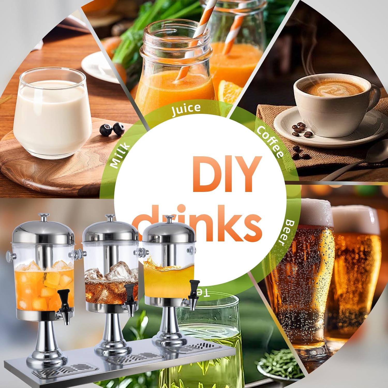 6.34 Gallon Beverage Dispenser,Stainless Steel Drink Dispensers, Juice Dispenser with Ice Core, Leak-proof Spigot and Detachable Drip Tray for Parties, Weddings(silver, 6.34 Gallon) - Image 4