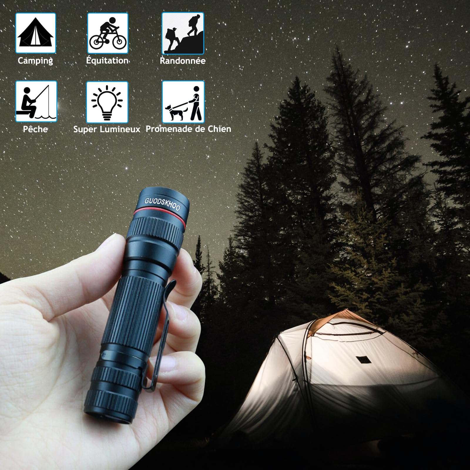 KunHe Pacco Da 2 Torce LED Ricaricabili 800 Lumen – Mini E Magnetiche Con 5 Modalità Per Campeggio E Pesca