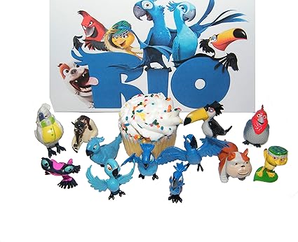 Rio Movie Set Of 12 Bird Figure Cake Toppers Cupcake Decorations Party Favors With Blu Jewel