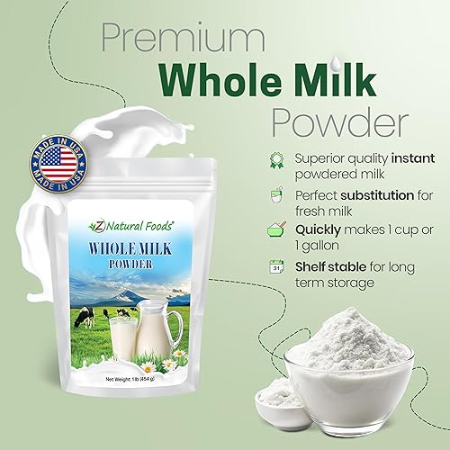 Miniatura 3 de Z Natural Foods Premium Whole Milk Powder - Powdered Milk for Baking, Cooking, Drinks - Dry Milk Powder, Pasteurized, Non-GMO, Gluten-Free