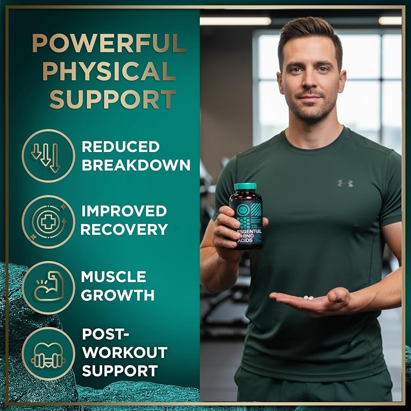 Essential Amino Acids Supplement - All 9 EAAs with BCAAs Amino Acids (Leucine, Lysine, Valine, Threonine) - 3,000mg Per Serving - Muscle Growth, Power, Recovery - 120 Vegan, Caffeine Free Capsules image 2