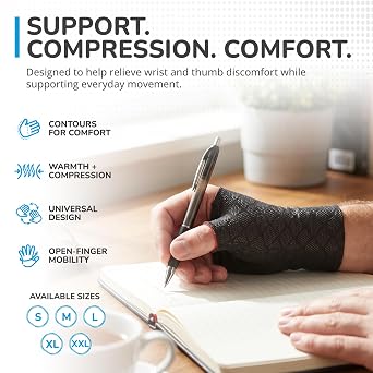 Thermoskin Wrist Thumb Sleeve, Black, Medium