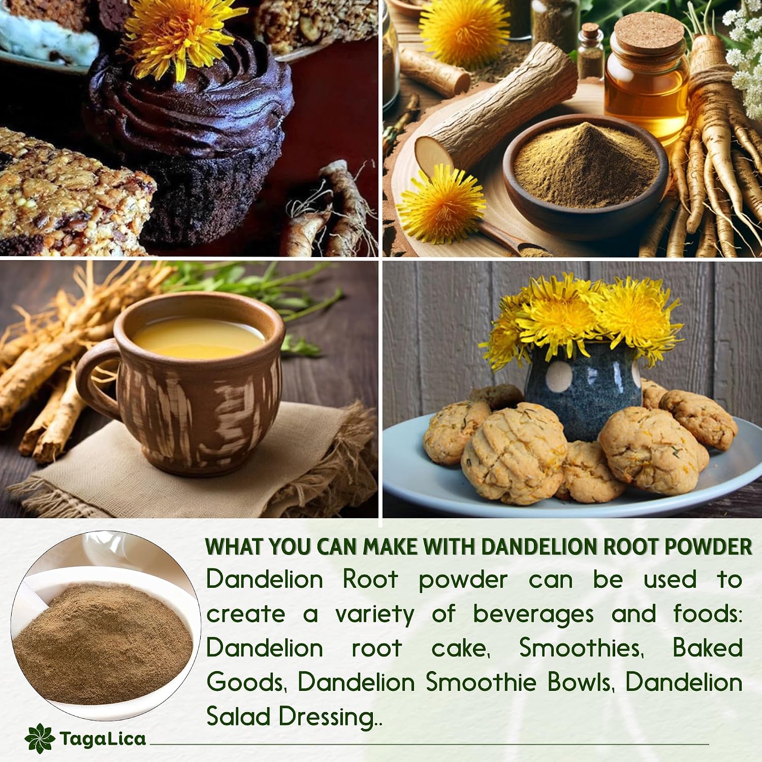 Premium 36 oz Dandelion Root Powder, 100% Natural and Pure from Dandelion Root, No Additives, No Gluten, No Sugar, Vegan