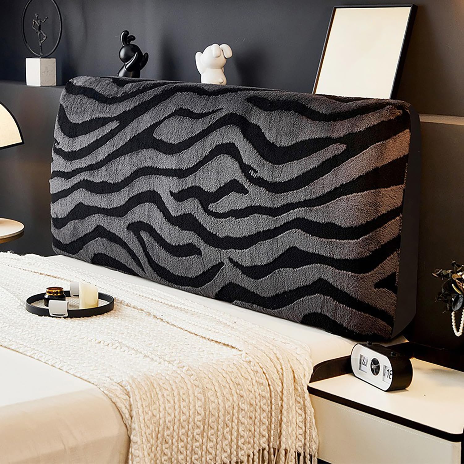 Copertura per Testiera per Letto 120/150/180/200Cm Copritestata Letto Antipolvere Lavabile Protezione da Mobili Fodera per Testiera in Peluche Copertura per Decorare Il Letto,Grigio,150cm