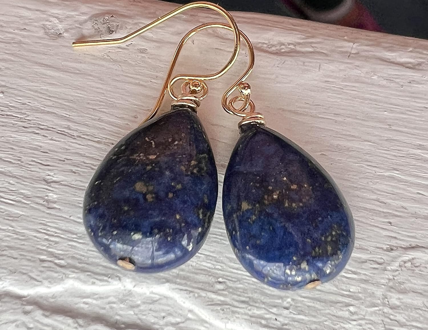 Lapis Lazuli Earrings 14k Gold Filled - December Birthstone Royal Blue Natural Gemstone Dangle Jewelry