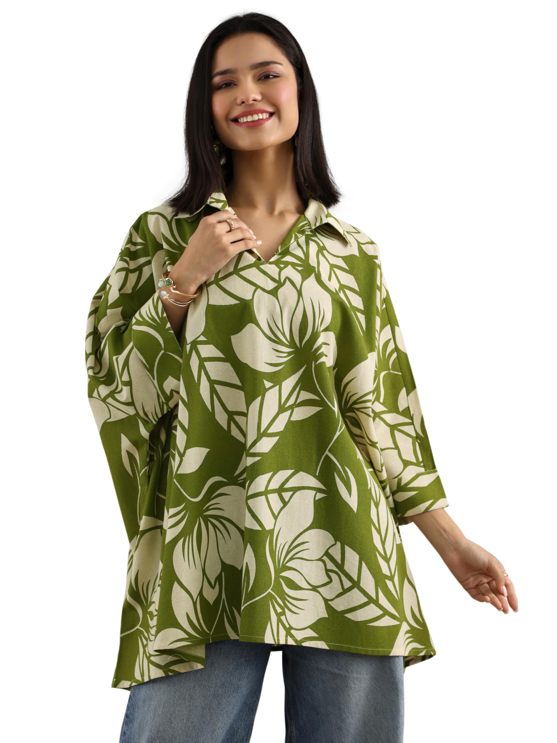 Printed Cotton A-line Kurti-image-20