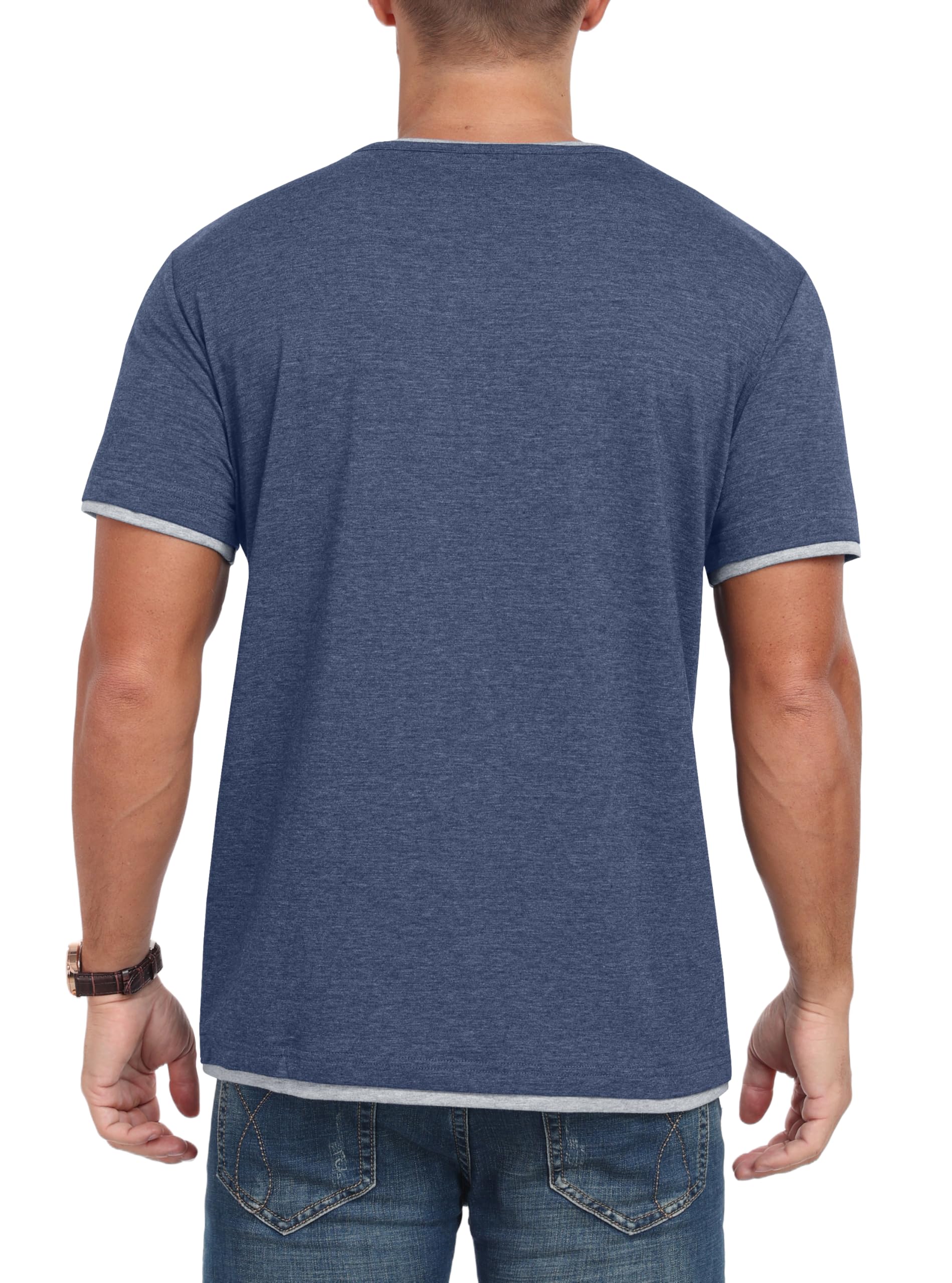 Camiseta Hombre Manga Corta Cuello Redondo Bloques Color