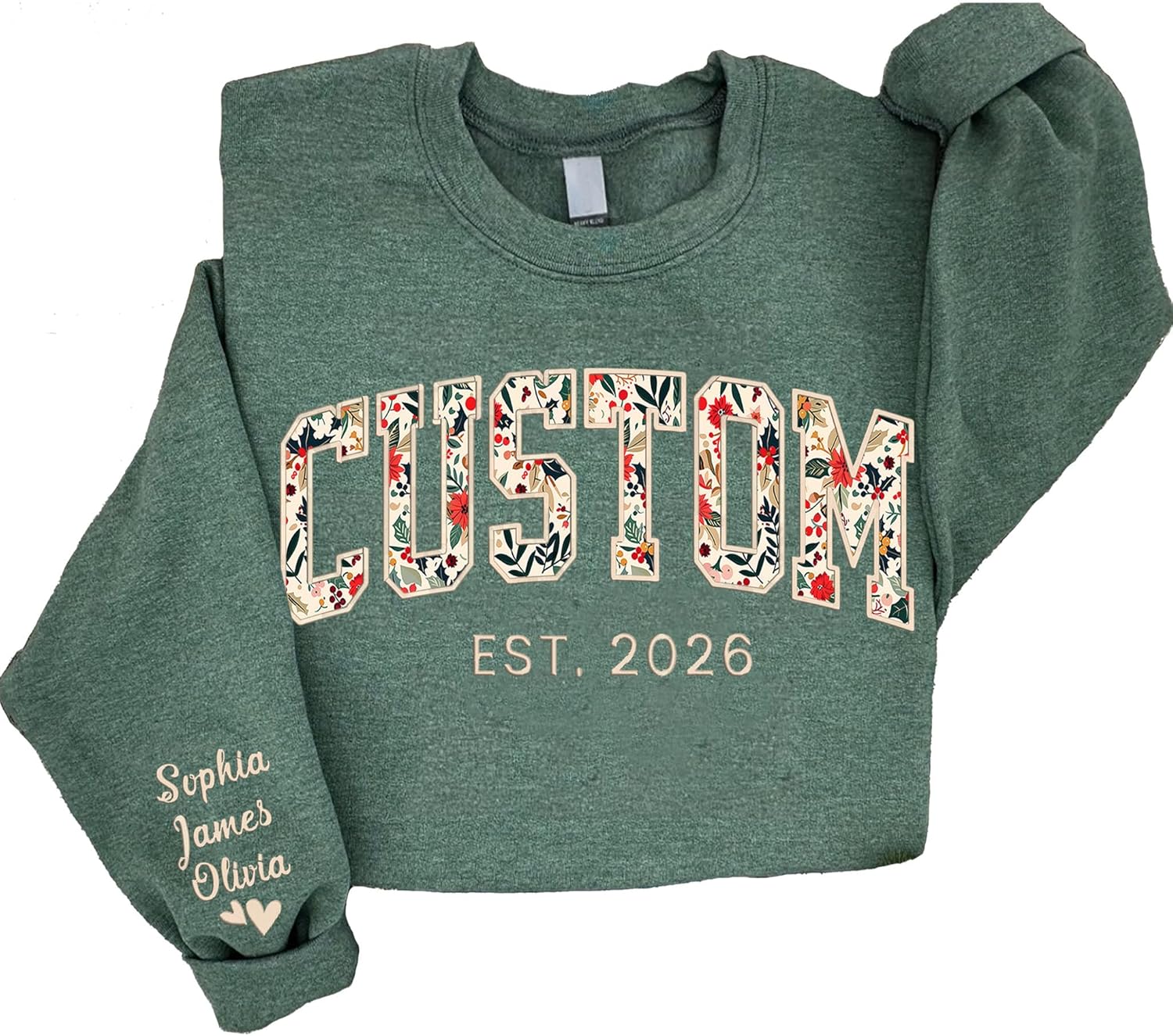 Custom Embroidered Grandma Floral Shirt with Names on Sleeve, Personalized Grandma Gift, Floral Grandma Crewneck Sweatshirt