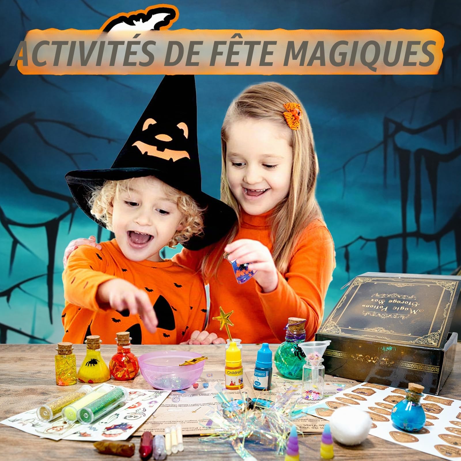 LDomet Kit de fabrication de potions magiques pour enfants - mélange de 20 bouteilles de potions de sorcière lumineuses - décorations de Noël, cadeaux d'anniversaire pour les garçons de 6 7 8 9 10+