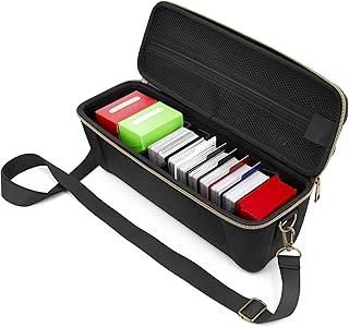 CASEMATIX Card Case Holder for Trading Cards with 5 Removable Dividers, 5 Tab Dividers and Shoulder Strap - 1000 Card Game Case Playing Card Storage for Unsleeved Cards, Sleeved Cards and Deck Boxes