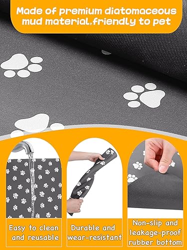 Miniatura 5 de Tapete absorbente de secado rápido para comida de perro, 36 x 23 pulgadas, tapete antideslizante para cuenco de agua para perros, tapete de