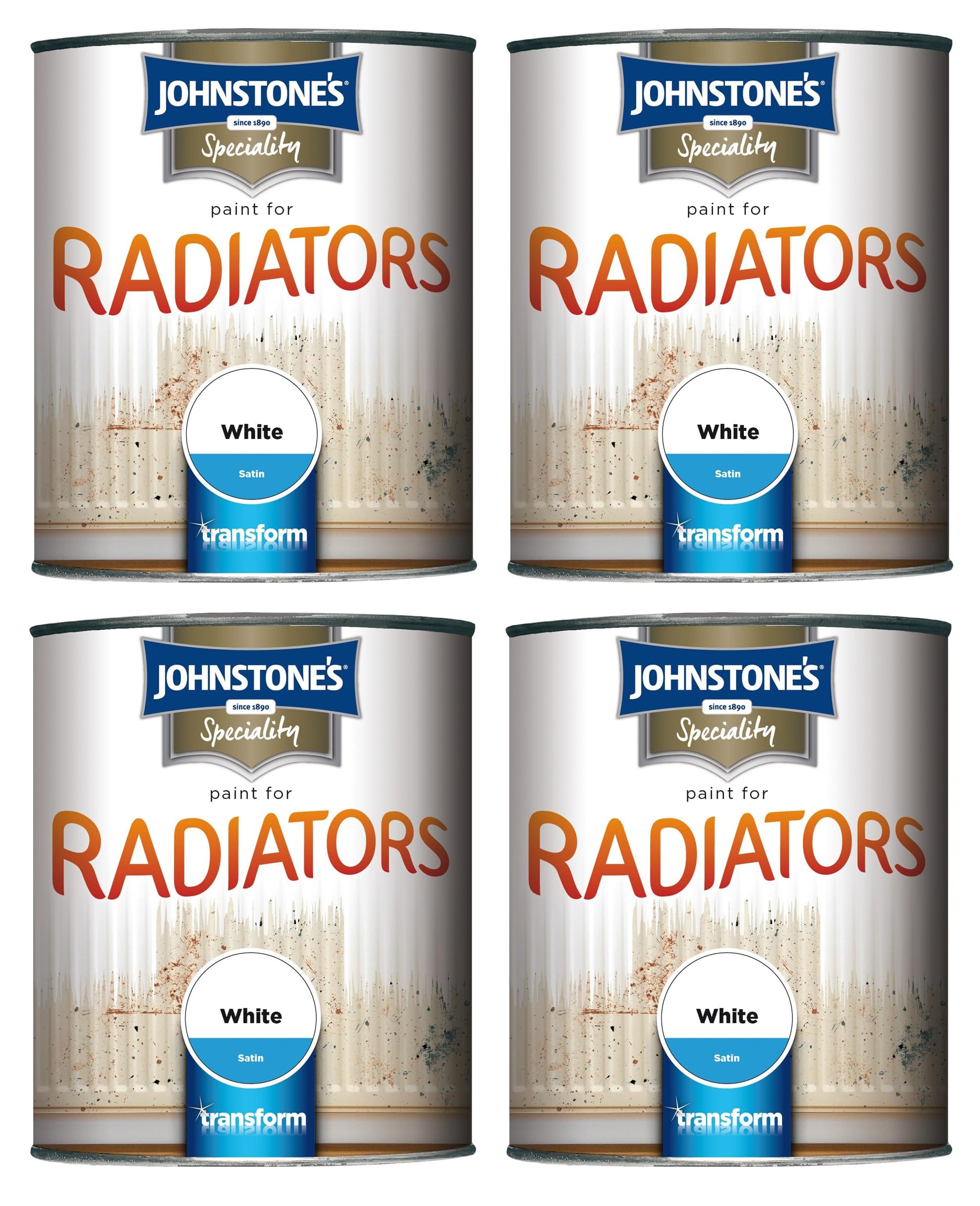 Johnstone’s Speciality Radiator Satin Paint – White, 250ml | Heat Resistant, Smooth Durable Finish for Radiators & Pipes (4 PCS)