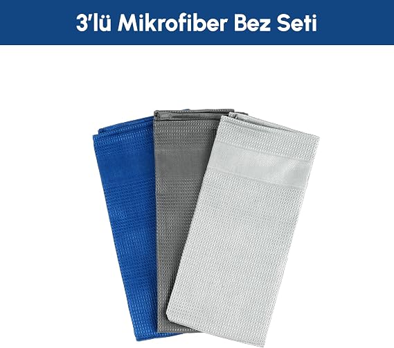 PIKAS 3’lü Mikrofiber Cam Temizlik Bezi Seti Ultra Emici İz Bırakmaz Çok Amaçlı Büyük Boy Bez