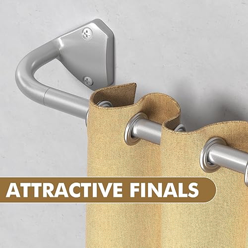 Miniatura 7 de Barras de cortina envolventes plateadas para ventanas de 28 a 60 pulgadas, barra de cortina telescópica industrial de 58 pulgadas, barras de cortina