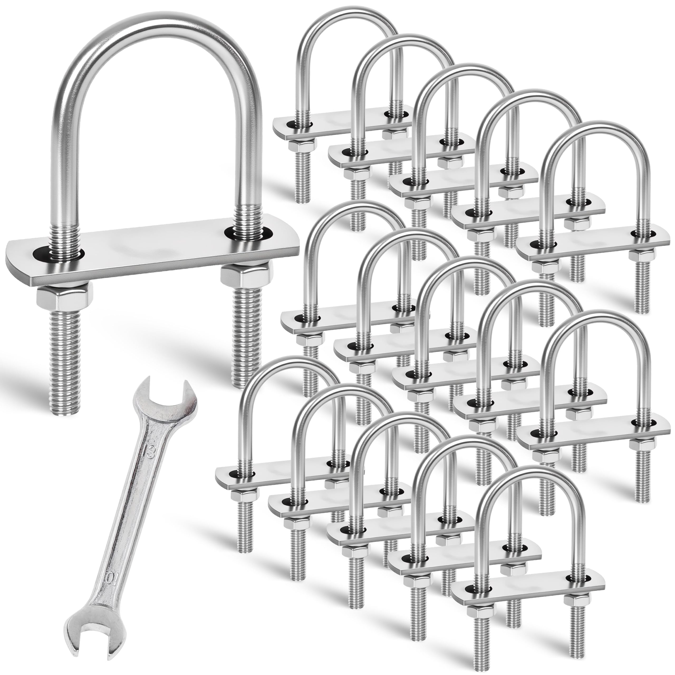 M8 U-Bolts - 4 Sets Stainless Steel -25
