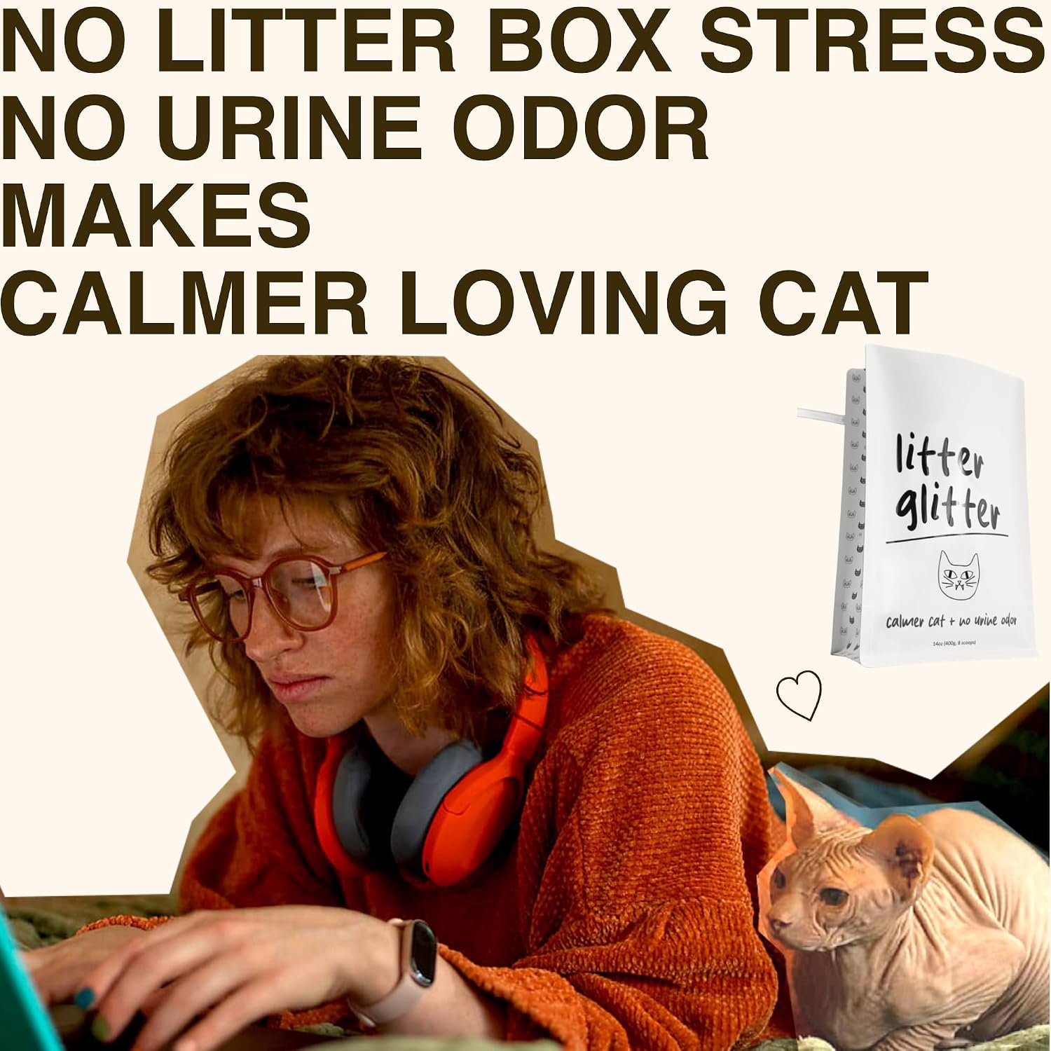 Cat Litter Deodorizer Additive – Ammonia Control, Eliminates Urine Odor at Source, Reduces Litter Box Stress & Anxiety