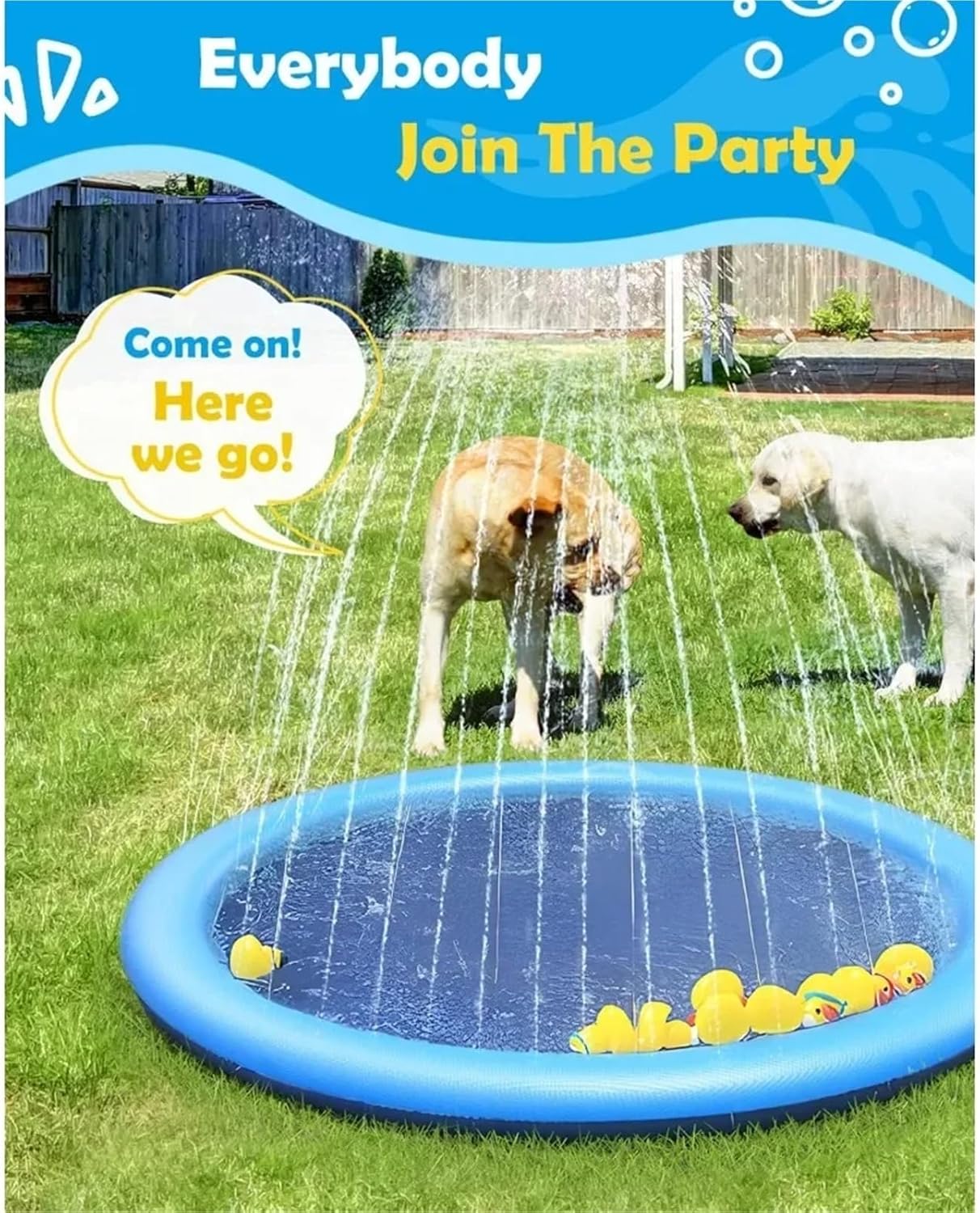 Large Dog Splash Pad - Durable Non-Slip Water Play Mat for Summer Fun(170cm)