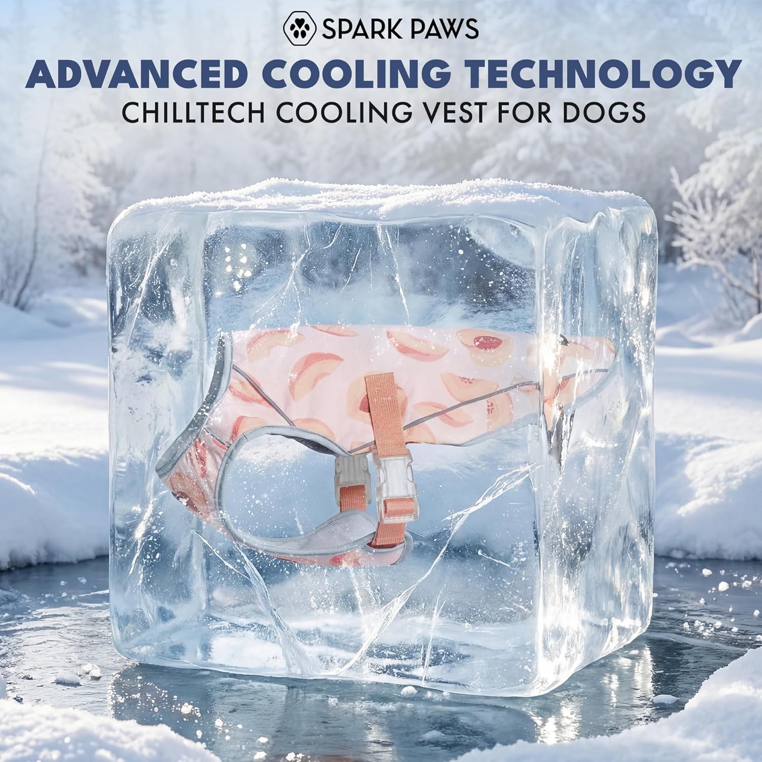 Spark Paws Dog Cooling Vest - SPF 50 UV Sun Protection - Summer Heat Relief Gear for Dogs, Lightweight, Evaporative Cooling - Dog Anxiety Relief Vest During Hot Days - Peaches - Size 4XL