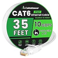 Vista 97 de Cable Ethernet Cat 6 de 100 pies, para interiores y exteriores, red de Internet de alta velocidad de 10 Gbps, cable de conexión Ethernet plano