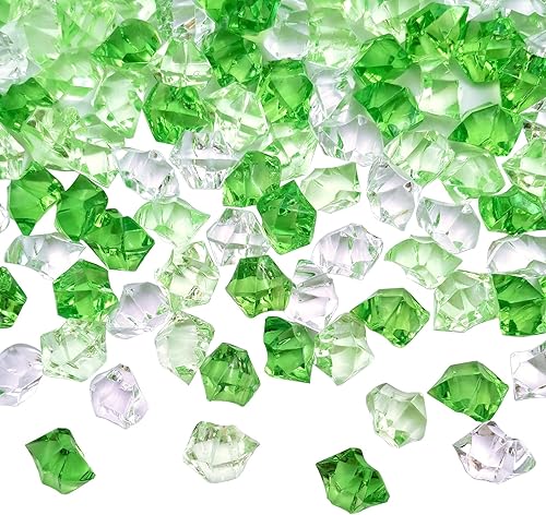 Miniatura 2 de LYFJXX 225 piezas de cubos de hielo falso triturado, piedras de hielo de acrílico transparente con diamantes falsos de colores surtidos, cubos de