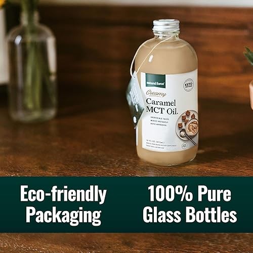 Miniatura 7 de Natural Force Paquete de café descafeinado orgánico molido limpio + aceite MCT de caramelo cremoso  Crema MCT saborizada, café sin moho y