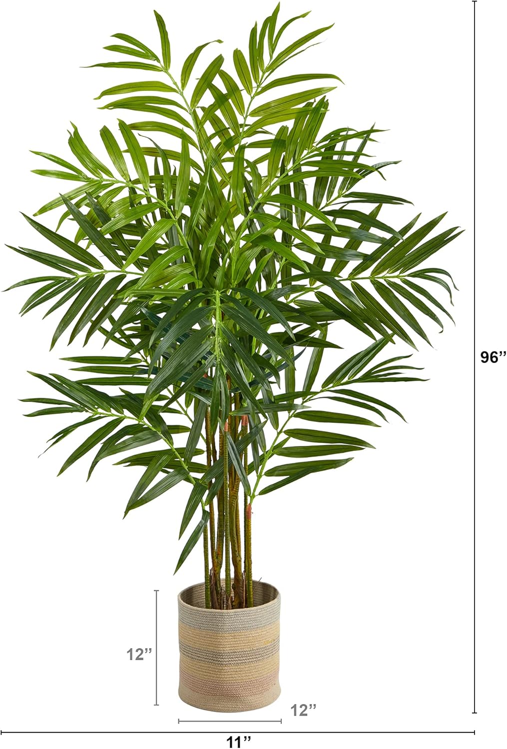 Nearly Natural 8ft. King Palm Artificial Tree in Handmade Natural Cotton Multicolored Woven Planter