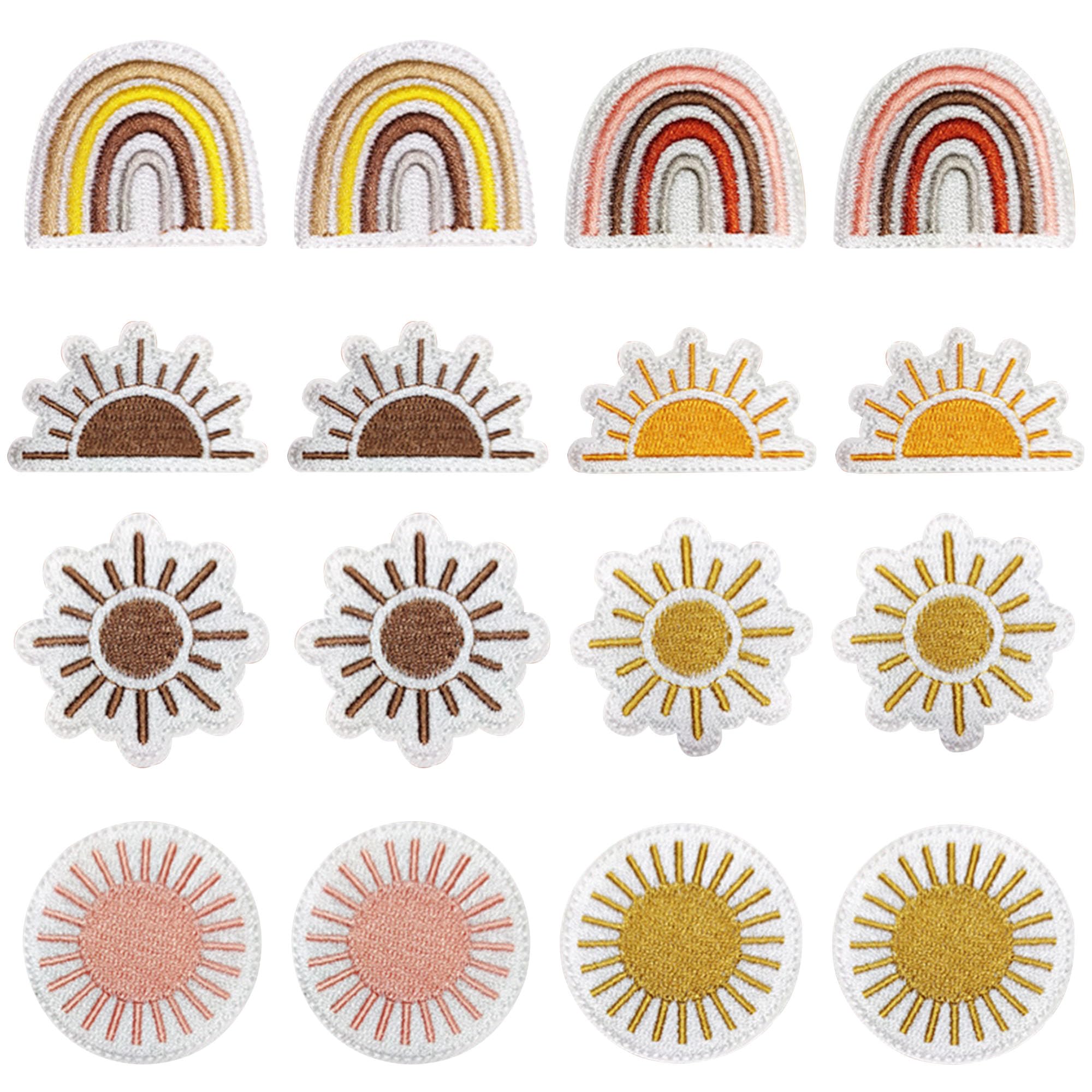 Attuslla 16 PCS Iron on Patches Appliques Stickers Sun Sew on Patch Applique for Clothes, Hats, Jeans, Skirts, T-Shirts, Backpacks