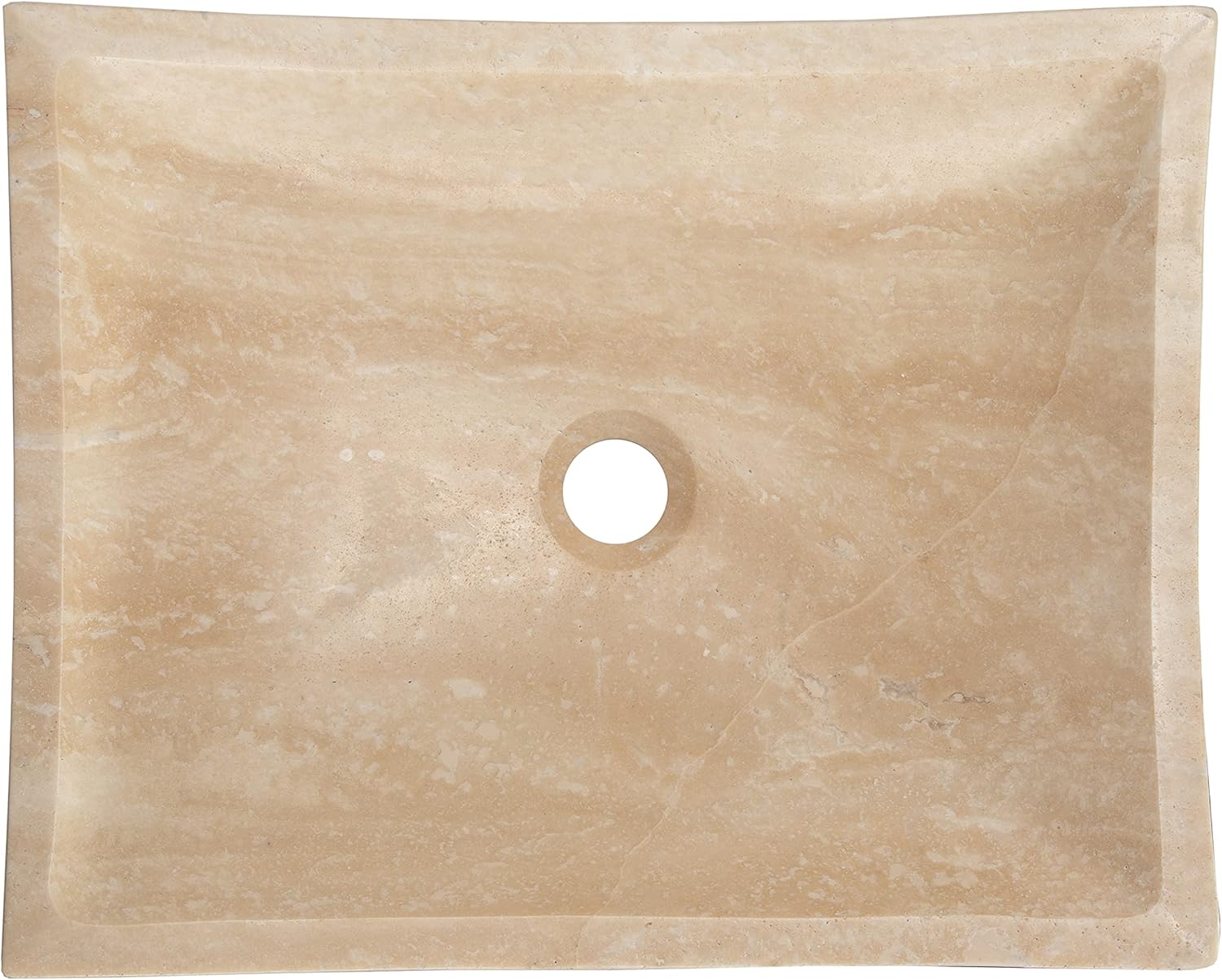 Eden Bath Rectangular Deep Zen Vessel Sink, Polished Beige Travertine - Stylish Bathroom Sink