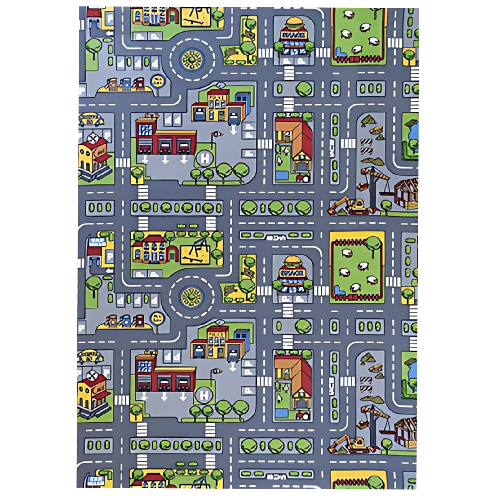 JcvPot Spielteppich Kinder, Autoteppich Kinder Mit Straßenmotiv, Spielteppich Straße Für Jungen Und Mädchen, 50 X 80 cm, Kinderteppich Jungen, Spielzeugteppich