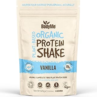 Organic Vegan Protein Powder (525g) Vanilla - 20g Complete Protein - Plant Based Nutrition Shake - Gluten Free, Soy Free, Dairy & Lactose Free, Sweetener Free, High Fibre