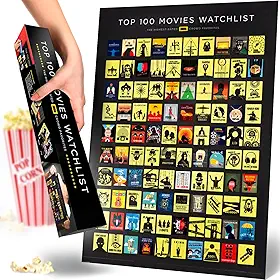 Pôster oficial dos 100 melhores filmes da IMDb | Lista de desejos premium - Feito nos EUA | 41 x 50 cm | Presente exclusivo para homens e mulheres amantes de filmes | Suprimentos para noite de cinema