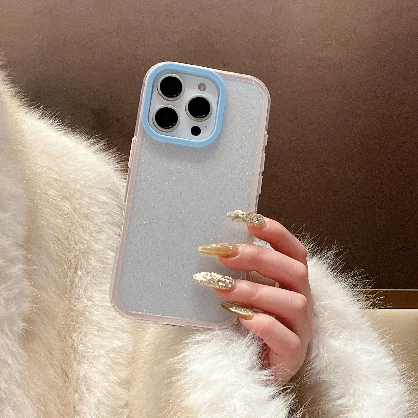 Coque transparente à paillettes iPhone 13 Pro bleu antichoc - 7