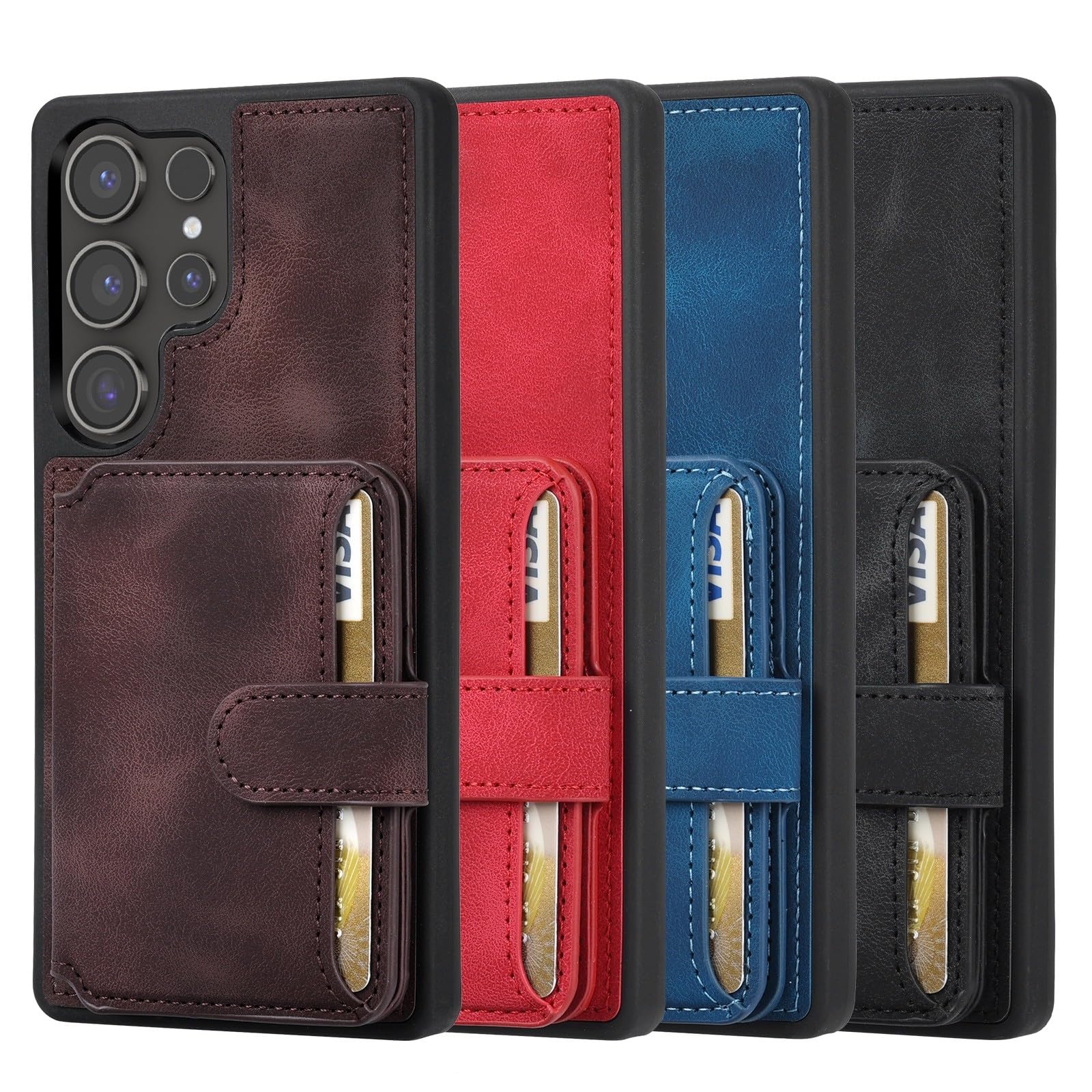 Generic Étui compatible avec Samsung Galaxy S23 (Couleur : noir) Flip Back Card Holder Stand Cuir Silicone Back case