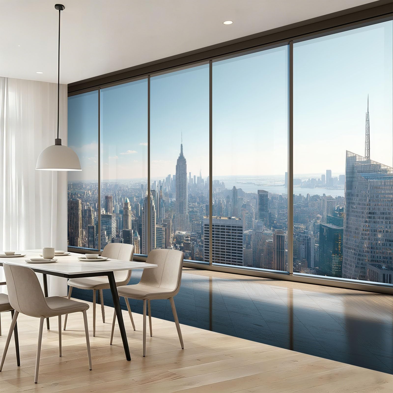 3D Fototapete Skylines Wolkenkratzer 350 x 256 cm (B x H) Vlies Tapete, Stadtfotografie Wohnzimmer Vliestapete XXL Wandtapete Fototapeten Bildtapete Wand Dekoration