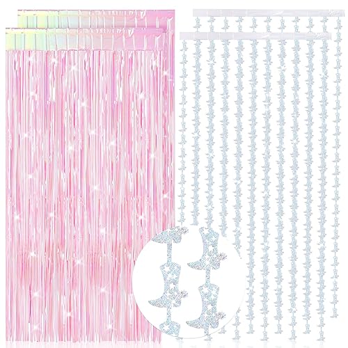 4 Pcs Cowgirl Party Decorations 2 Cowgirl Boot Metallic Tinsel