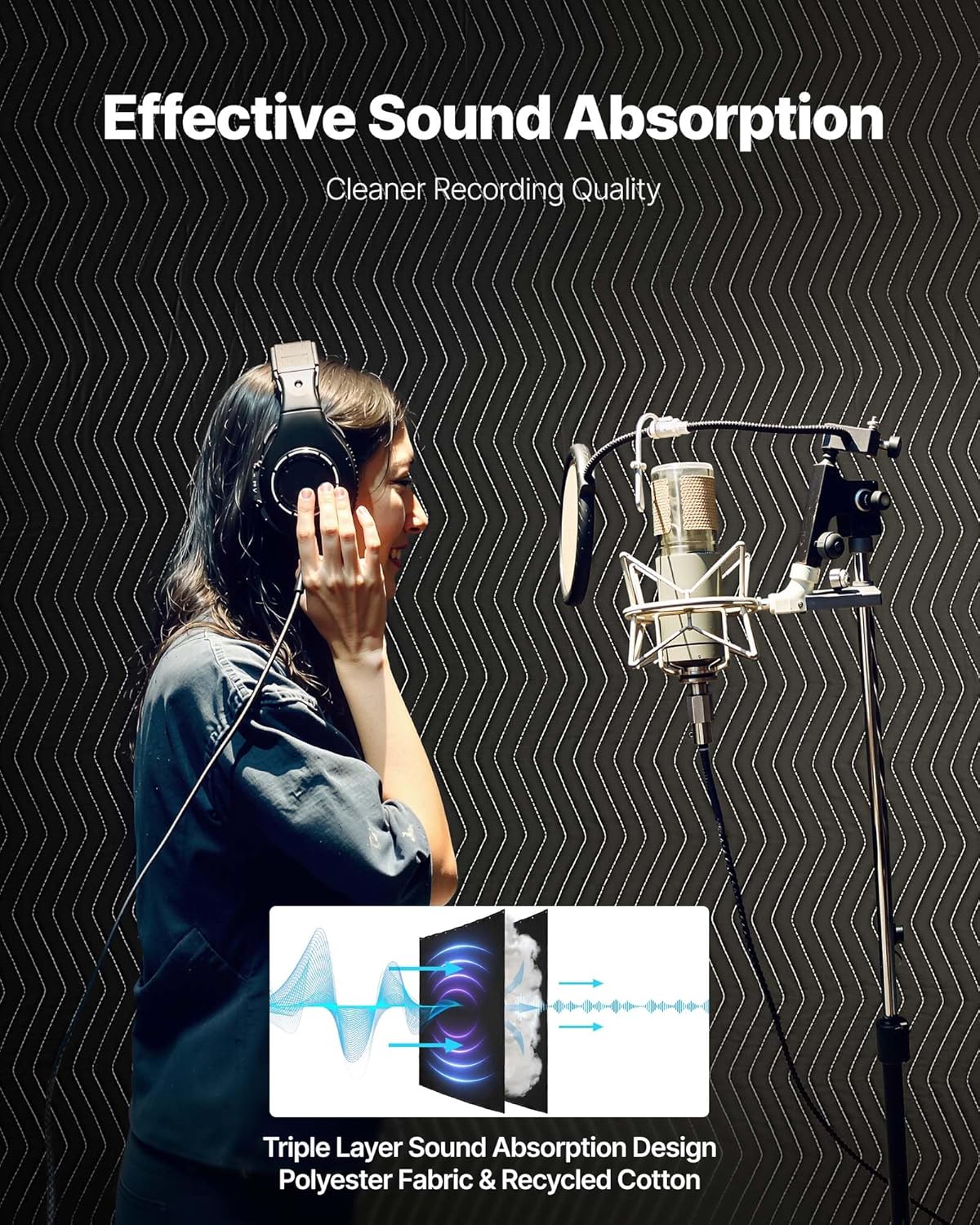 VEVOR 2 Pcs Sound Dampening Blankets, Soundproof Curtains with 96 x 80 in, Soundproof Blanket with Grommets, Studio Grommeted Blanket, for Window, Door, Light Blocker, Music Recording, Black