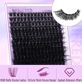 Winifred Lash Clusters Eyelash Extension Thick Volume Individual Lashes 100D Lash Extension 18mm D Curvature Clusters Lashes Mink Lash Cluster DIY Extension Eyelash (180pcs)