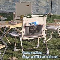 Vista 7 de 2 Pcs Folding Chairs with Side Storage Tray, Outdoor Foldable Chair with Storage Net Bag, Lounge Chair for Fishing Hiking Beach Patio(Black,Large)