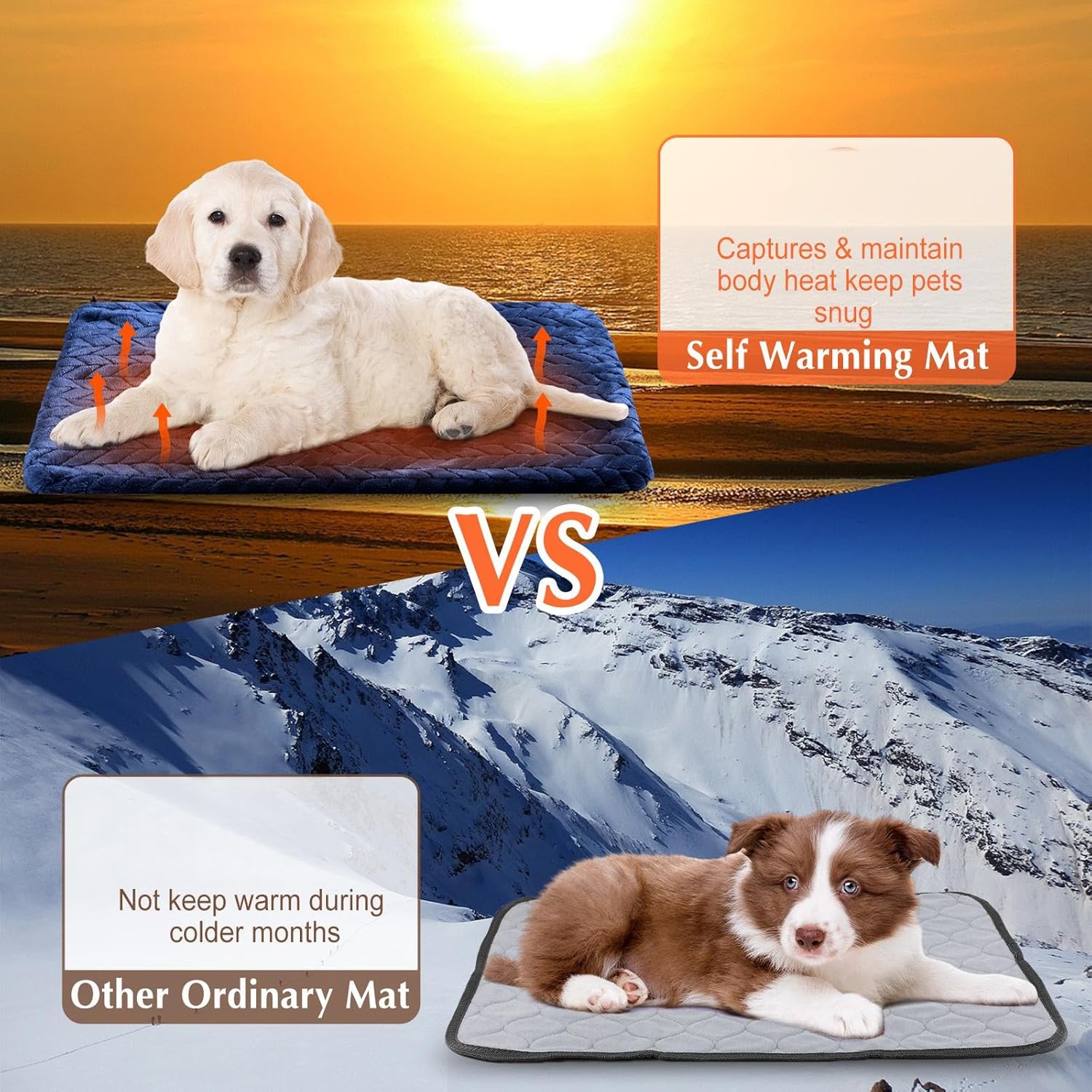 Drydiet 4 Pack Self Warming Cat Bed Mat Self Heating Pad for Dog Extra Warm Winter Pet Pad Washable Thermal Pads Mats for Pets Indoor Outdoor(Navy Blue,16 x 20 Inch)