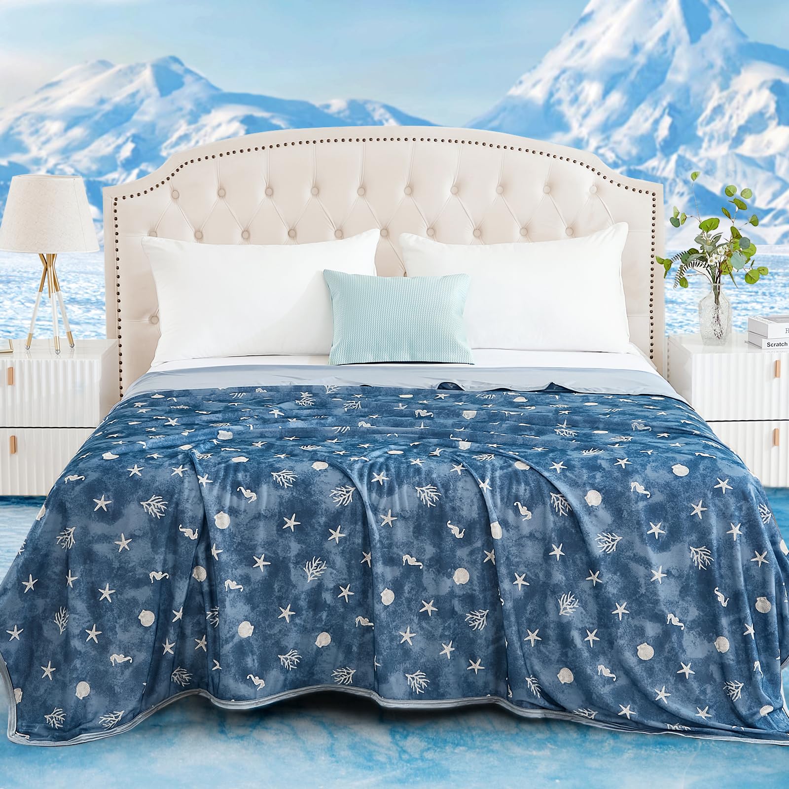WONGS BEDDING Kühldecke Sommerdecke mit Japanische Arc-Chill Q-Max 0,43 Kühlfasern, Blau 150x200cm