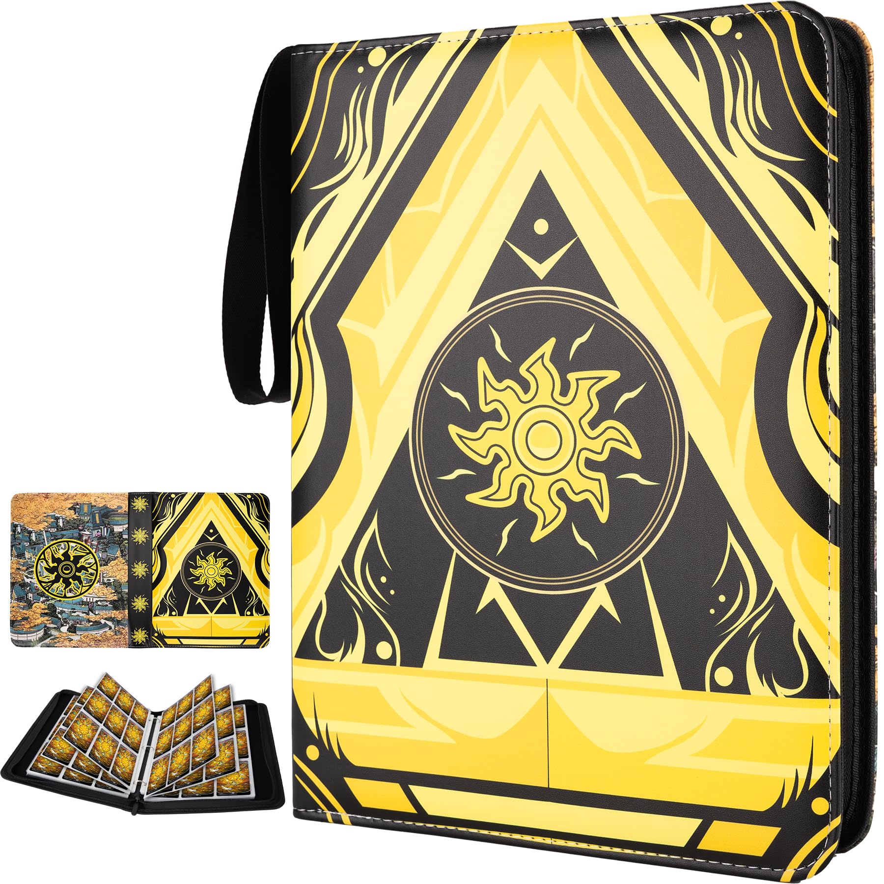 9 Pocket Card Binder for MTG/YGO/PTCG/Game Cards, Holds 900 Cards,Premium Card Collector Book for TCG Players,Toys Gifts for Kids(Yellow)