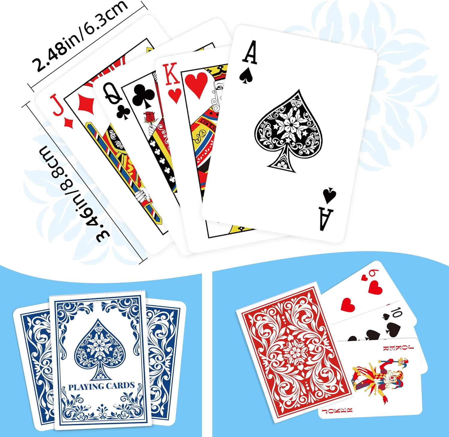 Playing Cards 48 Pack, 48 Decks of Playing Cards, Poker Size Standard Index, Playing Card Bulk for Adult Senior, Poker Cards Set for Card Game,Blackjack,Euchre,Family Game Night,Casino Play Supplies