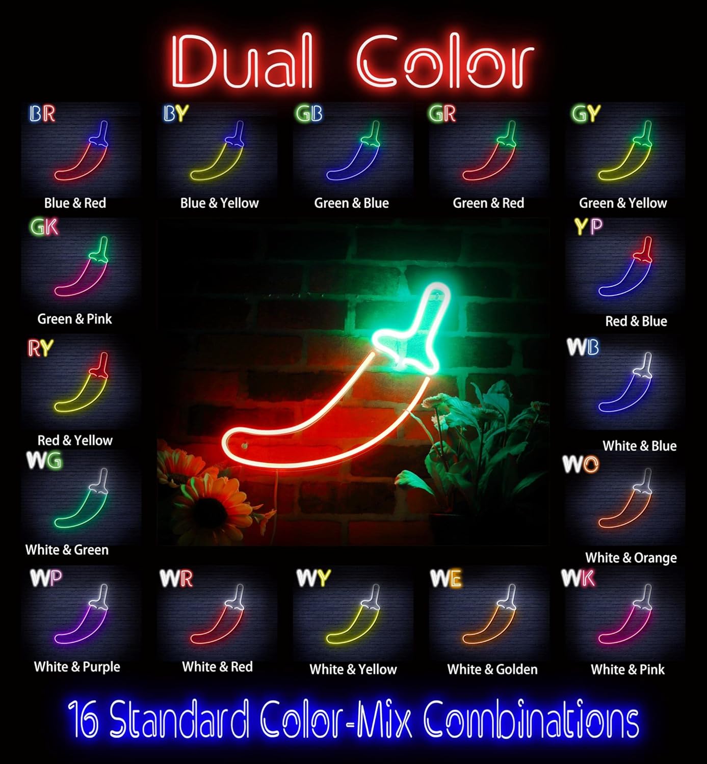 ADVPRO Red Pepper Flex Silicone LED Neon Sign - Green & Red - st16s42-fnu0405-gr